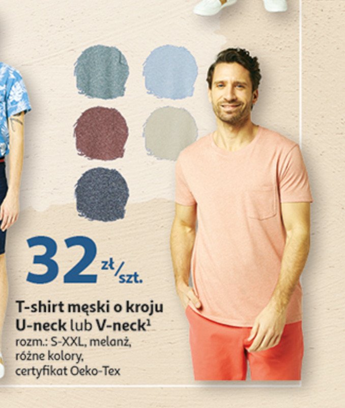 T-shirt męski s-xxl u-neck Auchan inextenso promocja