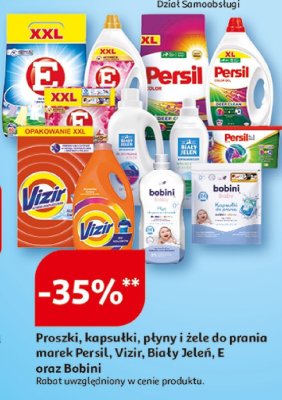 Proszki, kapsułki, płyny i żele do prania marek Persil, Vizir, Biały Jeleń, E oraz Bobini promocja w Auchan