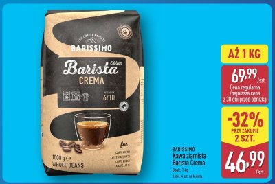 Kawa ziarnista Barissimo Barista Crema promocja w Aldi