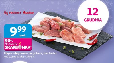 Mięso wieprzowe na gulasz, bez kości 400g promocja w Auchan