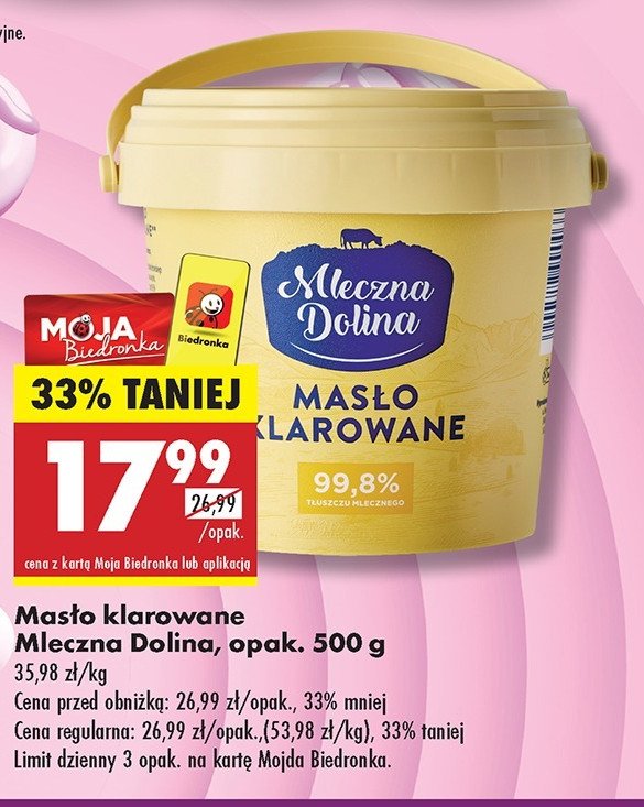 Masło klarowane Mleczna dolina (Biedronka) promocja