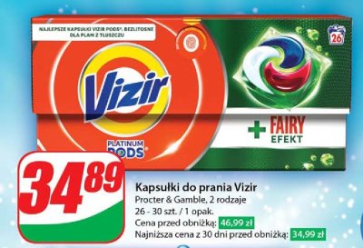 Kapsu艂ki do prania fairy effekt Vizir platinum pods promocja
