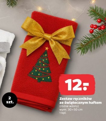 Zestaw ręczników ze świątecznym haftem promocja w Netto