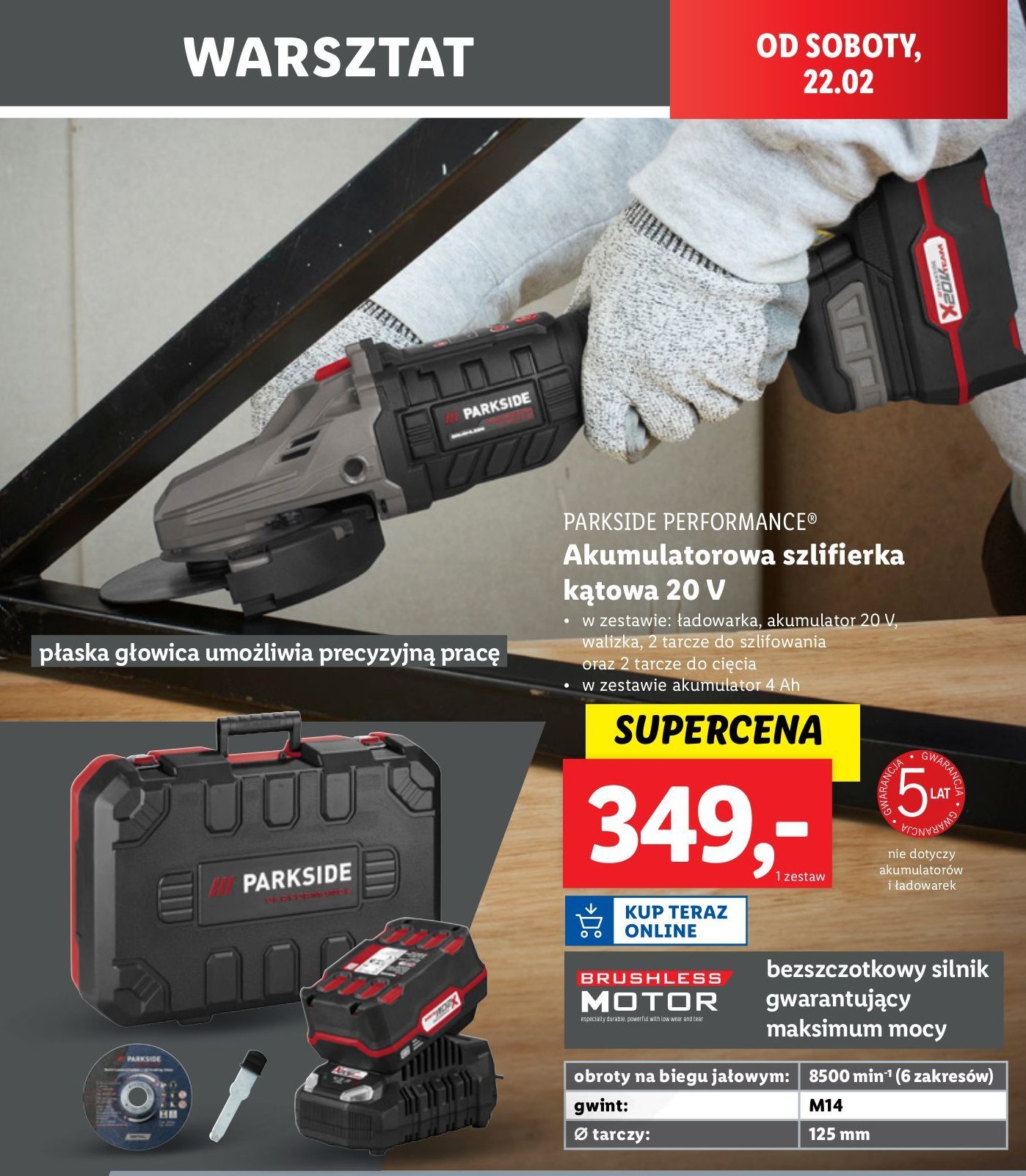 Szlifierka kątowa 20 v Parkside performance promocja w Lidl