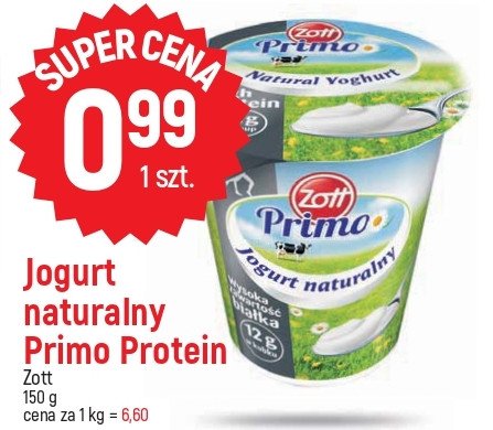 Jogurt naturalny proteinowy Zott primo promocja