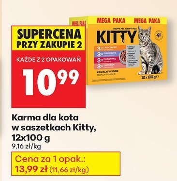 Karma dla kota w saszetkach Kitty, 12x100 g różne rodzaje promocja w Biedronka
