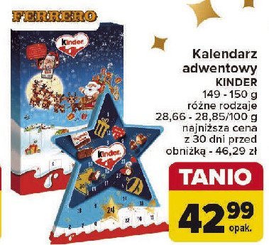 Kalendarz adwentowy gwiazda Kinder promocja w Carrefour