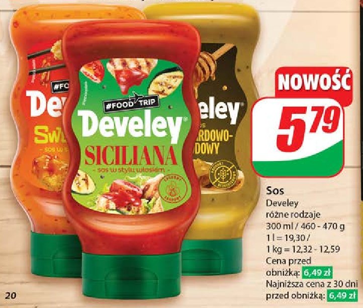 Sos musztardowo-miodowy Develey promocja w Dino