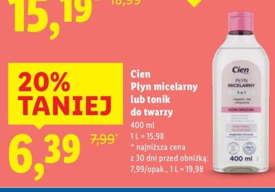 Płyn micelarny lub tonik do twarzy Cień promocja w Lidl