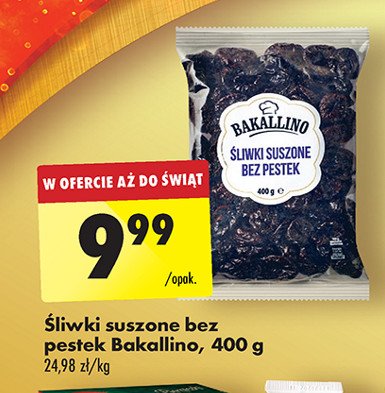 Śliwki suszone Bakallino promocja w Biedronka