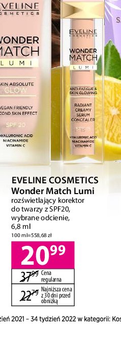 Korektor kremowy 20 peach Eveline wonder match promocja