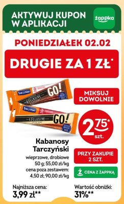 Kabanosy Tarczyński wieprzowe, drobiowe promocja w Żabka