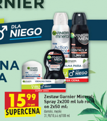 Zestaw action control: roll on mineral action control dla niej 50 ml + roll on action control dla niego 50 ml Garnier zestaw promocja