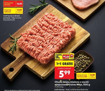 Chude mięso mielone z szynki wieprzowej Kraina Mięs 500 g promocja w Biedronka