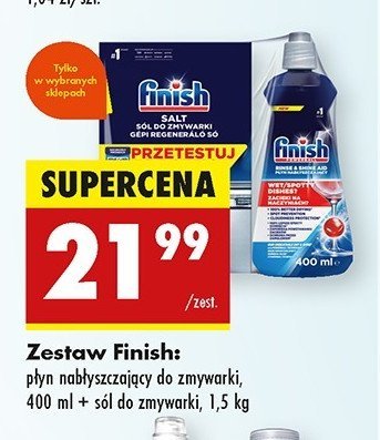 Sól do zmywarek + płyn do nabłyszczania Finish promocja w Biedronka