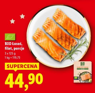 Łosoś BIO, filet, porcje promocja w Lidl
