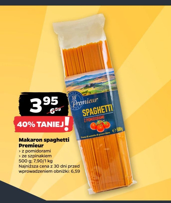 Makaron spaghetti ze szpinakiem Premieur promocja