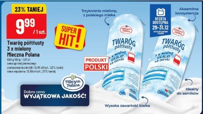 Twaróg półtłusty 3 x mielony Mleczna Polana promocja w POLOmarket