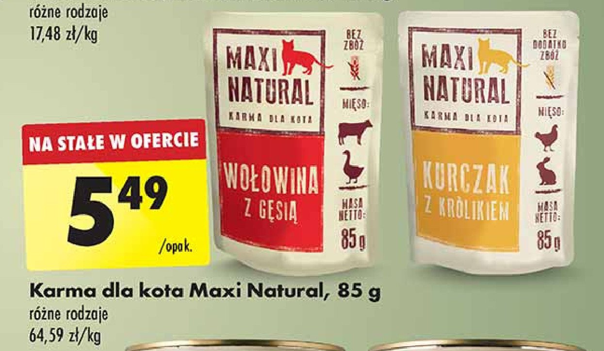 Karma dla kota wołowina z gęsią Maxi natural promocja