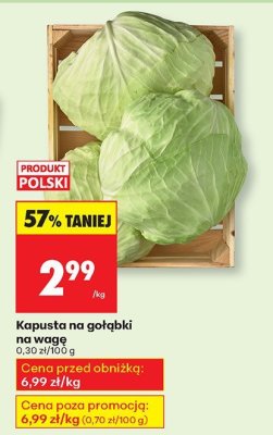 Kapusta na gołąbki na wagę promocja w Biedronka