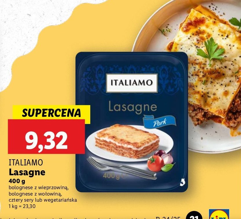 Lasagne z mięsem wieprzowym Italiamo promocja w Lidl