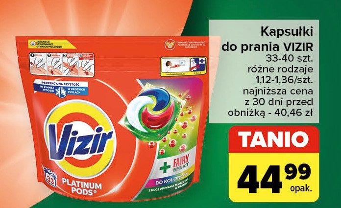 Kapsułki do prania fairy color Vizir platinum pods promocja