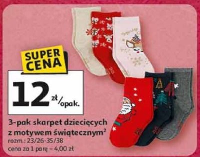 3-pak skarpet dziecięcych z motywem świątecznym rozm. 23/26-35/38 promocja w Auchan
