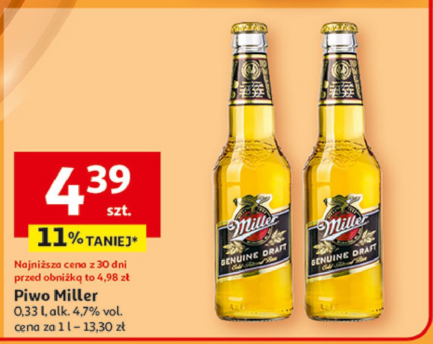 Piwo Miller genuine draft promocja