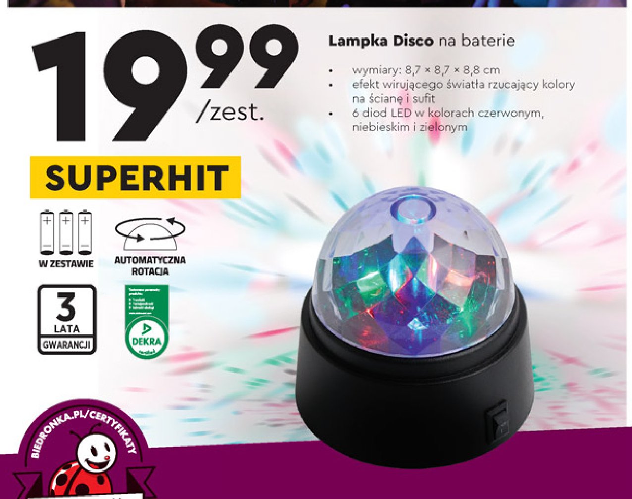 Lampka disco na baterie promocja
