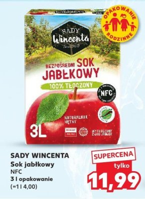 Sok jabłkowy SADY WINCENTA NFC promocja w Kaufland