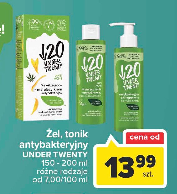Tonik matuj膮cy przeciwtr膮dzikowy UNDER TWENTY MEN ANTI ACNE promocja