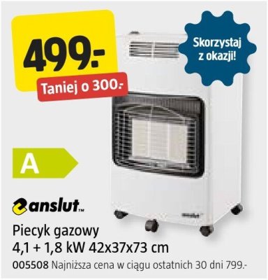 Piecyk gazowy anslut 4,1 + 1, 8 kW 42x37x73 cm promocja w Jula