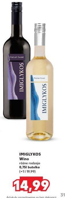 Wino czerwone półsłodkie Imiglykos promocja w Kaufland