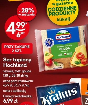 Ser topiony Hochland szynka, tost, gouda 130g promocja w Żabka