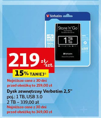 Dysk zewn臋trzny usb 2.0 Verbatim promocja