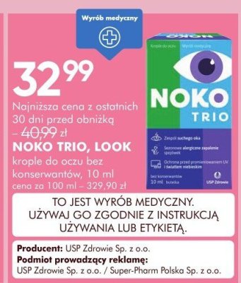 Krople do oczu bez konserwantów NOKO TRIO, LOOK promocja w Super-Pharm