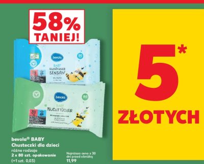 Chusteczki nawilżające dla dzieci sensitive Bevola baby promocja