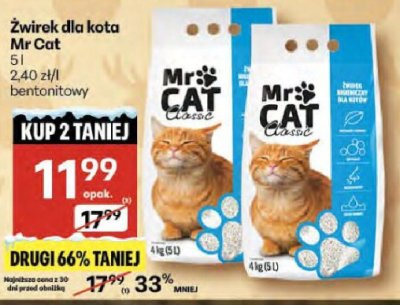 Żwirek dla kota Mr Cat promocja w Delikatesy Centrum