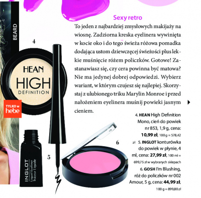 Cie艅 do powiek 853 Hean high definition mono Hean cosmetics promocja