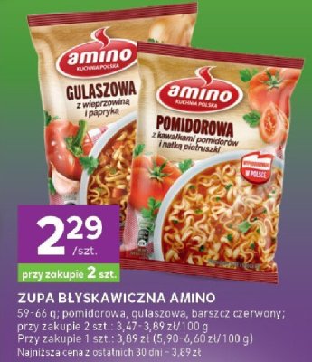 Zupa błyskawiczna Amino gulaszowa promocja w Stokrotka
