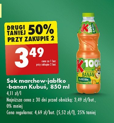 Sok jabłko-banan-marchew Kubuś 100% sok promocja