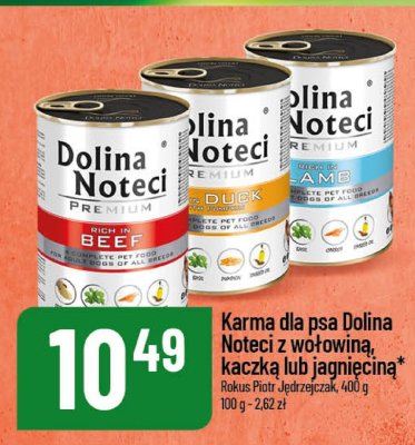 Karma dla psa Dolina Noteci Premium z wołowiną, kaczką lub jagnięciną Rokus Piotr Jędrzejczak promocja w POLOmarket