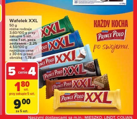 Wafelek mleczny Prince polo xxl promocja w Carrefour