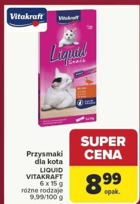 Przysmaki dla kota LIQUID VITAKRAFT 6 x 15 g promocja w Carrefour