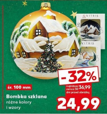 Bombka szklana różne kolory i wzory śr. 100 mm Kaufland promocja w Kaufland
