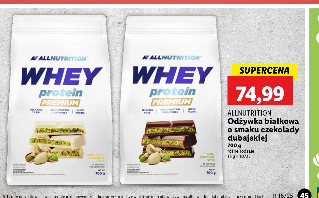 Koncentrat białek o smaku dubajskiej czekolady ALLNUTRITION WHEY PROTEIN promocja