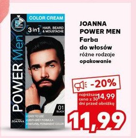 Farba do włosów 01 black JOANNA POWER MEN COLOR CREAM promocja