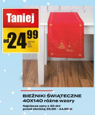 Bieżniki świąteczne 40x140 różne wzory promocja w Supeco