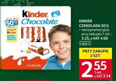 Czekolada Kinder Chocolate 50 g promocja w Selgros