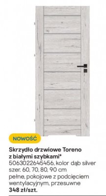 Skrzydło drzwiowe Toreno z białymi szybkami dąb silver promocja w Castorama